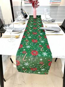 1入組新款聖誕節裝飾創意印花桌布/餐桌旗 - 軍綠色 - 查看 2