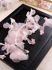 1 Photo Studio, Hair Travel Photography Style, Bridal Hair Accessories, Japanese And Korean Handmade Yarn Hair Accessories, Wedding Headdress, Dance Head Hair Hairpins - Pink - View 5