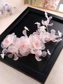 1 Photo Studio, Hair Travel Photography Style, Bridal Hair Accessories, Japanese And Korean Handmade Yarn Hair Accessories, Wedding Headdress, Dance Head Hair Hairpins - Pink - View 4