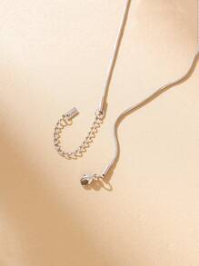 1 chiếc dây chuyền dạng mắt xích rắn bằng thép không gỉ mạ vàng 18K, dây chuyền tối giản tông vàng, dây chuyền tròn dạng mắt xích rắn, quà tặng cho phụ nữ. - Bạc - Xem 5