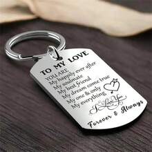 1pc Stainless Steel Keychain As Valentine'S Day Anniversary Gift Christmas Gift For Lovers - Silver - View 2