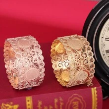 1只經典摩洛哥風格人形手鐲,鍍金和空心設計,拿破崙三世頭像風格,婚禮珠寶 - 金色 - 查看 7