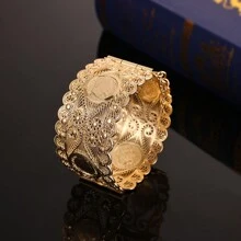 1只經典摩洛哥風格人形手鐲,鍍金和空心設計,拿破崙三世頭像風格,婚禮珠寶 - 金色 - 查看 1