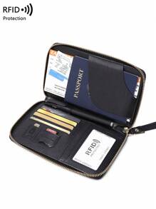 CHARM INFINITE Rfid Blocking Creative Airplane Passport Holder, Fashion Wallet For Airline Ticket, Credit Card & Multifunctional Zipper Passport Case With Wrist Strap Travel Stuff Travel Organiser Travel Items Travel Wallet Passport Holder Passport Wallet Beach Vacation Bag Summer Christmas Vacation - Black - View 8