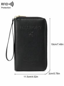 CHARM INFINITE Rfid Blocking Creative Airplane Passport Holder, Fashion Wallet For Airline Ticket, Credit Card & Multifunctional Zipper Passport Case With Wrist Strap Travel Stuff Travel Organiser Travel Items Travel Wallet Passport Holder Passport Wallet Beach Vacation Bag Summer Christmas Vacation - Black - View 9