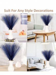 MEHELANY 25/12/6Pcs/Set Faux Pampas Grass, Blue Artificial Pampas, Boho Decor Artificial Reed, Silk Artificial Pompous Grass Floral Real Fake Pompas Grass Branches Vase Filler Flower Arrangement For Wedding Centerpieces Decor, Mother's Day Decor, Valentine's Day Decor, Party Decor, Blue Home Decor Artificial Plant, Valentine Day, Gift - Blue - View 6