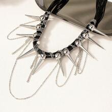 1pc Abey Style Cultural Original Design Unconventional Necklace For Women, Punk Y2k Sweet Cool Girl, Casual Wear, Luxury Stud Decor Choker, Suitable For Both Men And Women