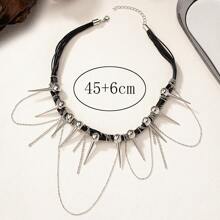 1pc Abey Style Cultural Original Design Unconventional Necklace For Women, Punk Y2k Sweet Cool Girl, Casual Wear, Luxury Stud Decor Choker, Suitable For Both Men And Women