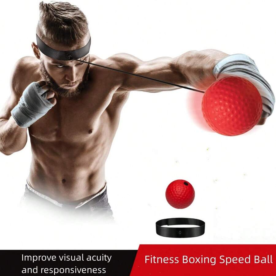 1pc Head-Mounted Boxing Reflex Ball Stress Relief, Magic Speed Ball For Adult Training, Fitness And Entertainment Home Use - Black - View 1