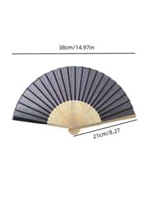 1入摺疊扇,竹製工藝,聚酯固體色,禮盒包裝 - 黑色 - 查看 5