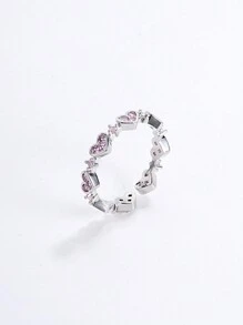 1個新歐美風格優雅的心形鑲微鑲幾何開放式戒指帶