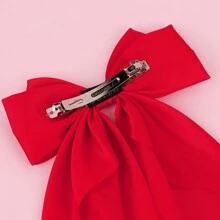 Bộ 4 nơ cài tóc cho nữ nơ satin lớn kẹp tóc nơ cài tóc giáng sinh dễ thương cỡ lớn có đuôi dài phụ kiện tóc cho nữ phụ kiện cho bé gái - Đỏ - Xem 5