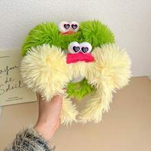 1個兒童有趣毛絨發帶,適合日常穿著,新版本的秋冬卡通女孩發箍,帶有可愛的怪獸球裝飾 - 玫紅色 - 查看 3