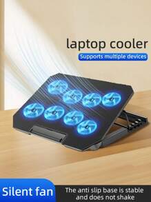 8風扇12-17英寸筆記本電腦散熱墊,便攜式超薄usb供電遊戲筆記本電腦散熱墊,開關控制風扇速度,4段高度及風速可調,兩個usb端口 - 黑色 - 查看 1