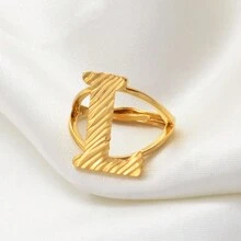 1只A-Z字母戒指，女性金色/銀色非洲字母首飾，可調整大小的英文字母指環，阿拉伯風格 - 彩色 - 查看 27