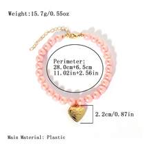 Gold Color Heart Shaped Pendant Faux Pearl Cat & Dog Designed Necklace - Pink - View 6