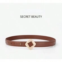 1 件裝女式時尚棕色皮帶,適合日常搭配牛仔褲、休閒褲和洋裝 - 棕色 - 查看 1