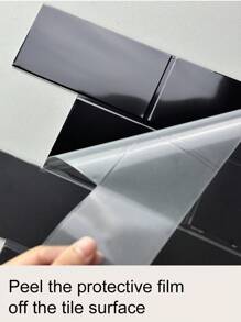 Naklejka ścienna na ścianę w kuchni, 3D, błyszcząca, czarna, w kształcie metra, samoprzylepna, samoprzylepna, tapeta, naklejki, naklejka ścienna, naklejka winylowa do dekoracji domu, wiosenne dekoracje, odśwież swój dom, naklejki dekoracyjne Rama, prezenty urodzinowe, ukończenie szkoły - Czarne - Zobacz 4