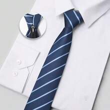 1200針男士高端經典商務無拉鍊領帶,適用於新郎婚禮、宴會和禮物,7cm寬 - 藍色 - 查看 1