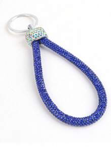 1pc Fashionable Full Rhinestone Keychain, Couples Small Gift, Car Key Chain, Home Decor, Car Accessories, Bag Charm, Lanyard, ID Card Holder, Car Accessories - White - View 4