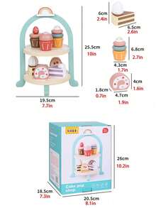 3入組兒童模擬皇家甜點展示架假裝遊戲玩具茶具套裝,適合男女早教 - 三件套 - 查看 6