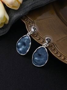 1套2入組復古彩色搪瓷幾何橢圓形中空鋅合金珠寶套裝,包括項鍊和耳環,適合女性,適用於復古派對 - 幾何 - 查看 8