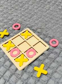 1 套木制井字积木九宫格 Xo 井字游戏儿童益智玩具早教桌面游戏逻辑思维训练游戏、拼图、木制玩具 - 黃色 - 查看 5