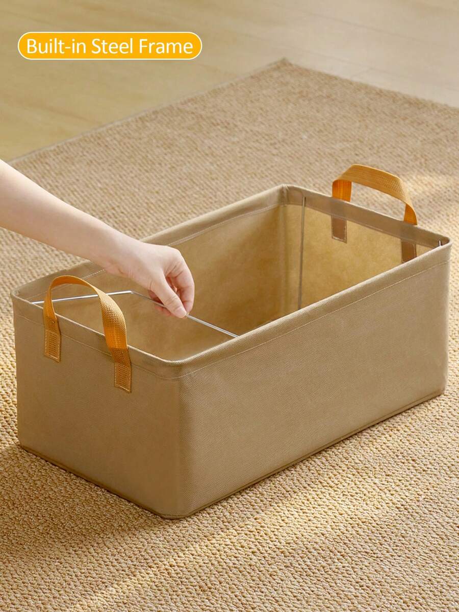 1 件卡其色无纺布收纳袋，带钢架，可折叠，用于玩具/衣物整理装饰秋季装饰节日装饰房间装饰家居装饰秋季装饰卧室装饰
