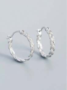 Twist Sterling Silver Hoop Earrings - View 1