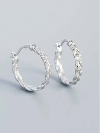 Twist Sterling Silver Hoop Earrings