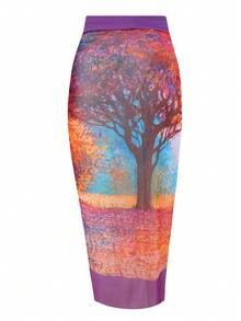 新款歐美復古泳裝套裝，保守派水療泳衣批發，超透氣彈性極佳，親膚網眼面料，一尺寸遮掩+單件泳衣 - 紫色 - 查看 4