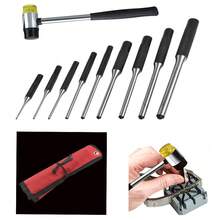 1套9件工具套裝,適用於珠寶/鐘錶製作/修復與手工藝品,包含1個雙面錘滾針打擊套裝;9件/批圓頭釘擊打工具與錘子的鋼柄滾針打擊套裝 - 黑色 - 查看 5