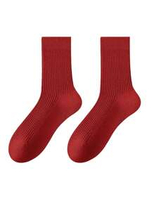 5 đôi tất ống cao cổ dáng gấu dễ thương cho mùa thu đông dành cho học sinh - Đỏ - Xem 7