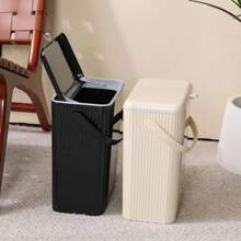 Wall-Mounted Garbage Bin With Lid For Bathroom, Kitchen, Living Room And Toilet - Black - View 4