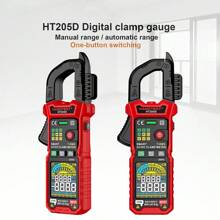 1入組HABOTEST HT205數字鉗式電表，6000計數智能萬用表，600A直流/交流電壓電流電阻電容頻率溫度二極管 - 紅色 - 查看 2