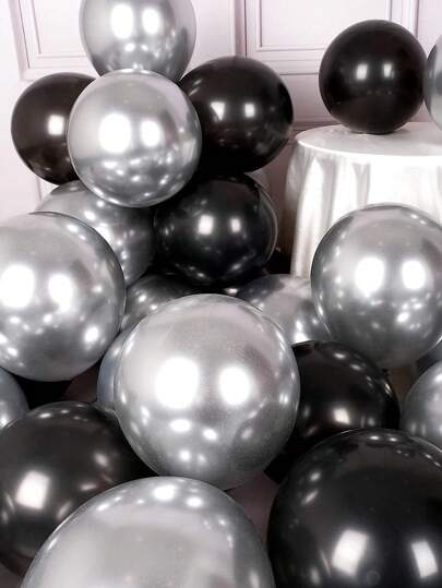 WellParti Black And Silver Balloons Set 10pcs Latex Shiny Helium 12 Inch Metallic Black Silver Balloons For Birthday Graduation Anniversary Party Decorations Helium, Black Latex, Latex, Black And White Balloons, Balloons Black Silver, Black Balloons Set, Black And White Balloons, Helium, Black Balloons