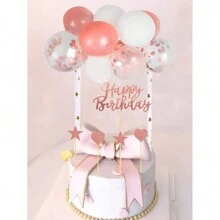 10pcs/Pack Ins Style Colorful Balloon Cake Decoration Accessories With Shiny Paper For Birthday Party Balloon Decoration - Gold - View 5