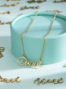 定制項鍊名字首飾項鍊,個性化不鏽鋼激光切割名字項鍊名字稻草書項鍊吊墜項鍊吸引力女士名字假日裝飾禮物女友禮物(只支援英文字母項鍊) - 銀色 - 查看 12