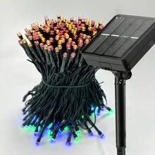 300led 太阳能仙女灯，适合户外使用，IP65 防水，8 种照明模式，适用于圣诞装饰、圣诞树装饰、露营、婚礼、摄影、户外派对装饰等，适用于小路、庭院、露台的户外花园照明 - 彩色 - 查看 1