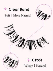 Asiteo 5 Pairs Manga Lashes Soft Lashes Natural Look Wispy Faux Mink Full Strip Eyelashes Daily Dating Makeup - Black - View 6