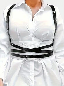 Cinturón arnés con diseño de círculo & tachuela - Negro - Ver 11