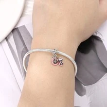 1 件 925 純銀春季旅行主題串珠吊飾手鍊/項鍊,帶自行車、飛機、蝴蝶、花朵、熱氣球、相機吊飾。適合 Diy 珠寶裝飾或作為送給朋友和節日的禮物。 - 軍綠色 - 查看 3