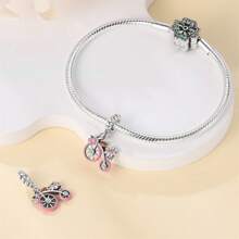 1 件 925 純銀春季旅行主題串珠吊飾手鍊/項鍊,帶自行車、飛機、蝴蝶、花朵、熱氣球、相機吊飾。適合 Diy 珠寶裝飾或作為送給朋友和節日的禮物。 - 軍綠色 - 查看 2