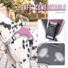 2 Juegos Arnes pechera con aro de seguridad y resistencia para perro Chaleco Transpirable Suave Reflectante Para Mascotas - Rosa - Ver 5