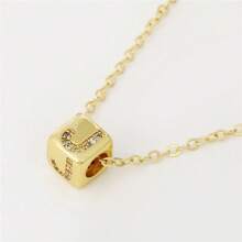 A Fashionable And Versatile Women's Pendant Necklace With 26 English Letters Copper Plated Gold Micro Inlay Zirconia Three-Dimensional Dice Block Assembly Pendant Collarbone Chain - Gold - View 28