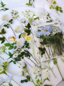 1包含40張寵物裝飾貼紙套裝,適用於日誌和手帳創意裝飾,包括花卉、植物、蝴蝶和復古主題