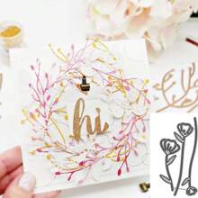 1 Piece Of Flower And Plant Combination, 26 Styles, Carbon Steel Metal Embossed Paper Cutting Blade Mold, Fresh Style, DIY Scrapbook Photo Album, Decorative Embossing Tool - Silver J - View 1