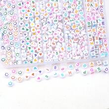 500顆abs字母/數字/心形/微笑臉形珠子,包裝盒裝,適用於diy手鍊/項鍊/耳環製作 - 彩色 - 查看 4