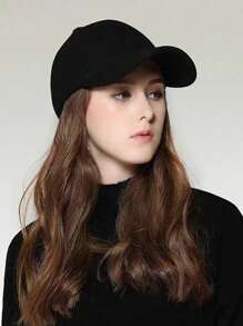1pc Black Baseball Cap Unisex Sun Hat, Versatile Casual - Black - View 1