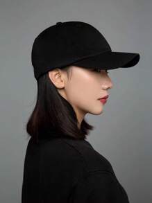 1pc Black Baseball Cap Unisex Sun Hat, Versatile Casual - Black - View 3